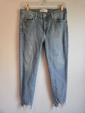 Just Black Denim Light Blue Straight Leg Distressed Stretch Jeans Sz 31